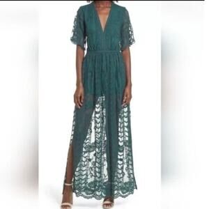 Socialite Teal Lace Midi Dress